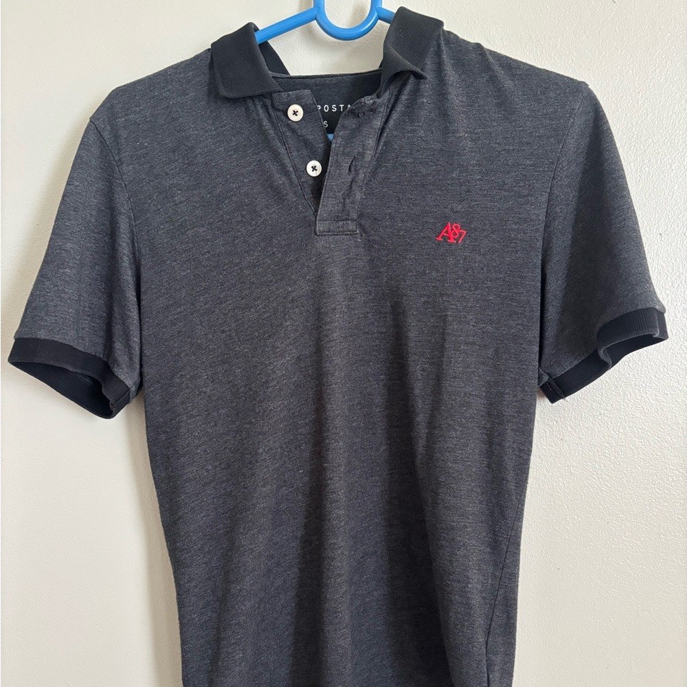 Aeropostale Men's Charcoal Polo with Red A87 Logo